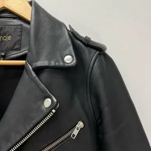 Maje Jackets Coats Maje Baltika Lamb Leather Biker Moto